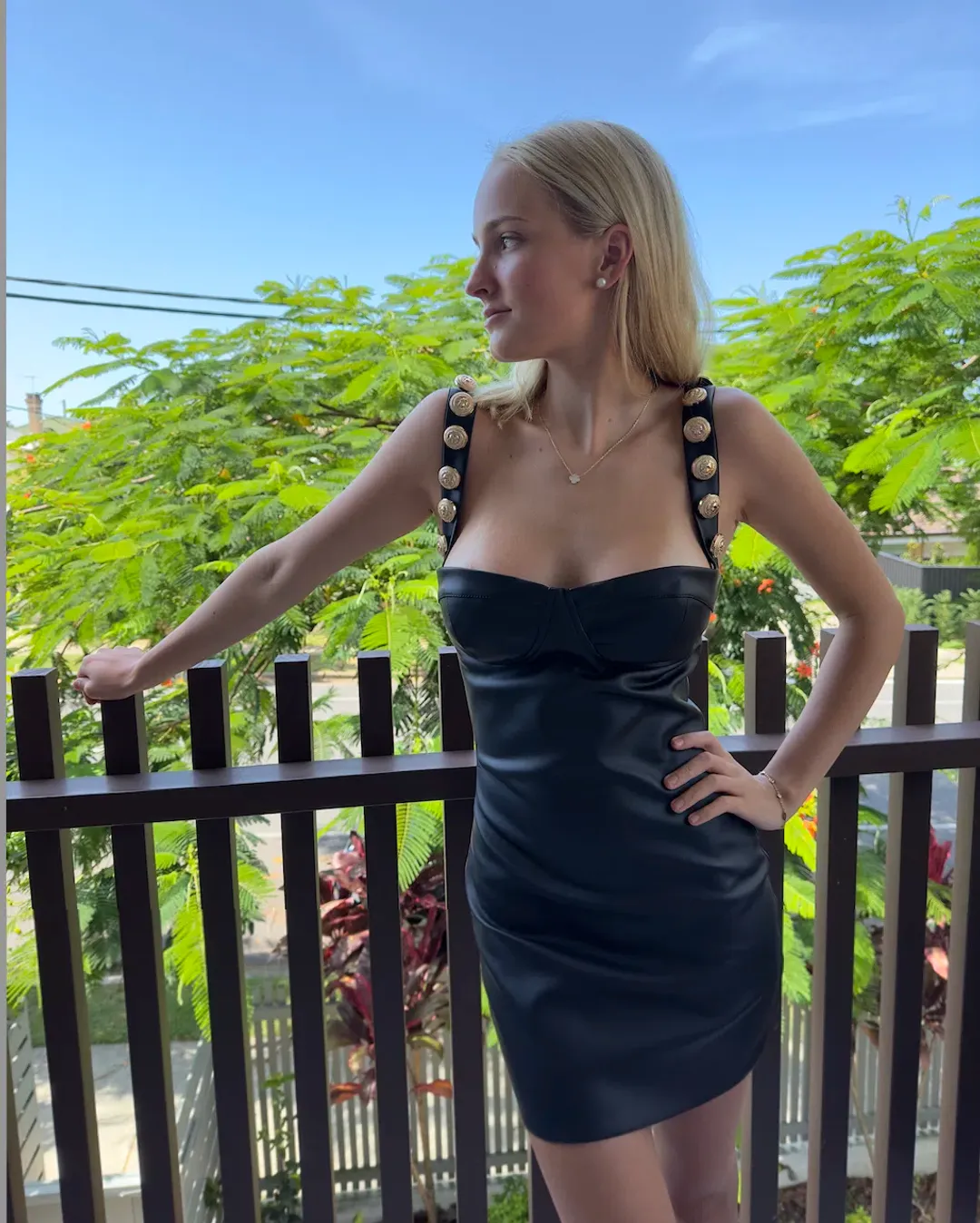 The Dolls House Gigi Mini Dress in Leather Black Size XS / Au 6 for rent on The Volte - main image