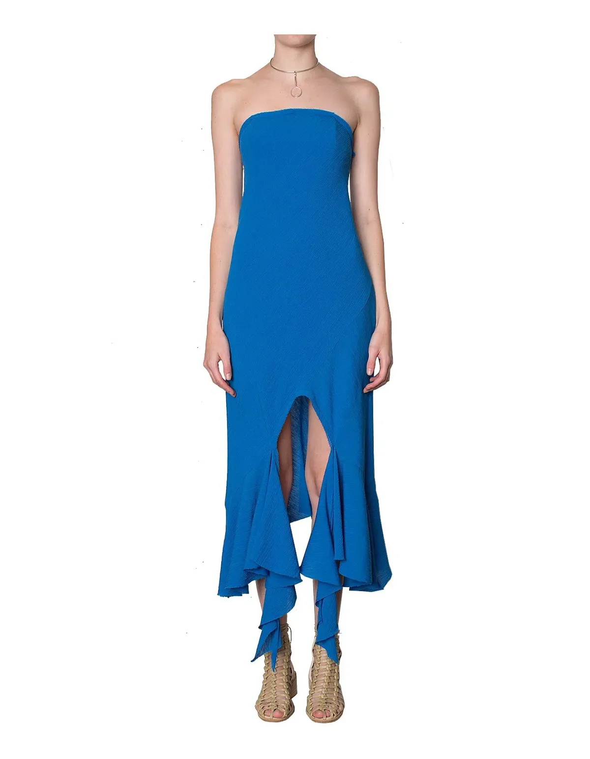 KITX Strapless Midi Dress Blue Size 6 for rent on The Volte - main image