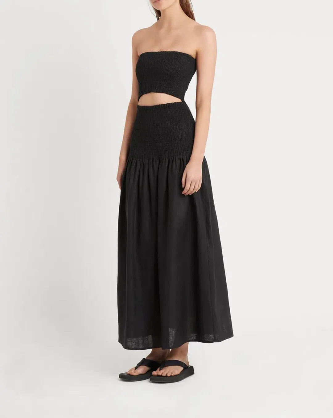 Sir the Label Madelyn Strapless Midi Dress Black Size 0 / Au 6 for rent on The Volte - main image