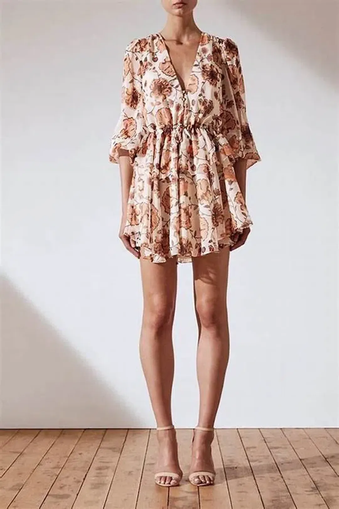 Shona Joy Baez Balloon Sleeve Mini Dress Floral Size XS / AU 6 for rent on The Volte - main image