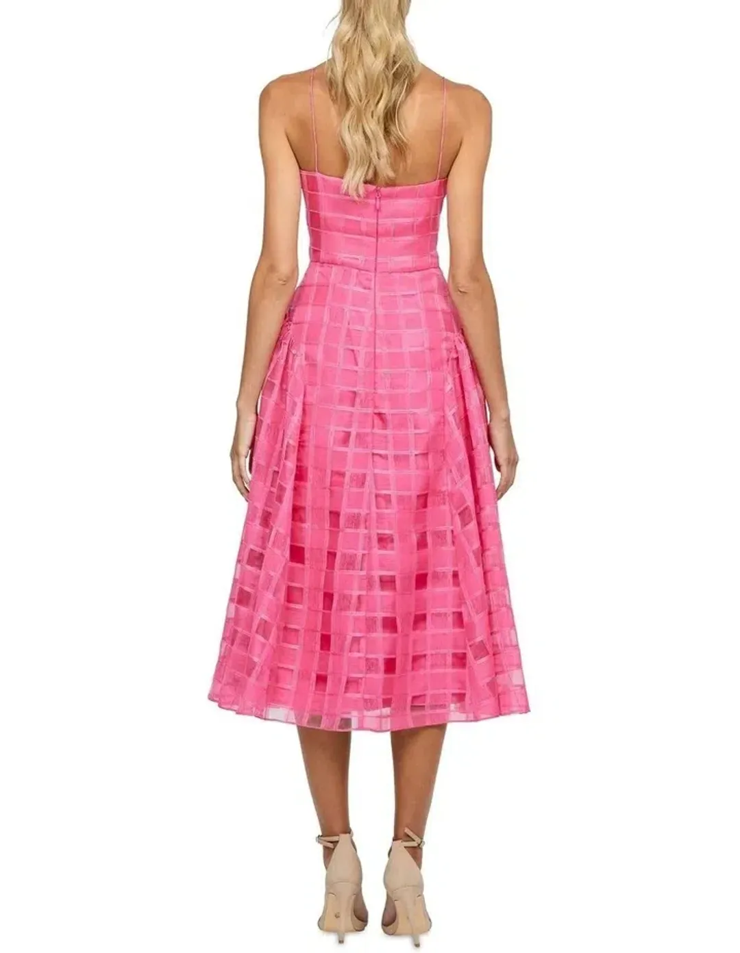 Bariano Kora V Neck Aline Midi Dress in Barbie Pink Size 10 for rent on The Volte - main image