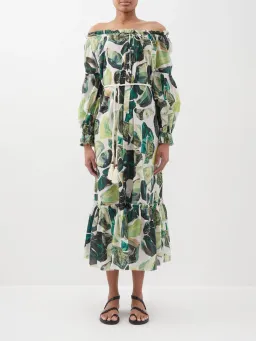 Alemais Siena Off Shoulder Dress Green Size 8 for rent on The Volte - image 1