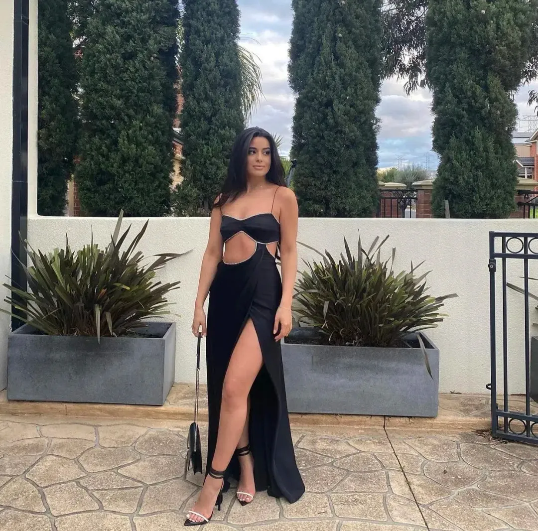 Michael Lo Sordo Symic Crystalline Luna Dress Black Size 6 for rent on The Volte - main image