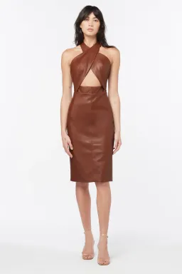 Manning Cartell Ginger Snaps Halter Midi Dress Dark Brown Size 6 / XS for rent on The Volte - image 1