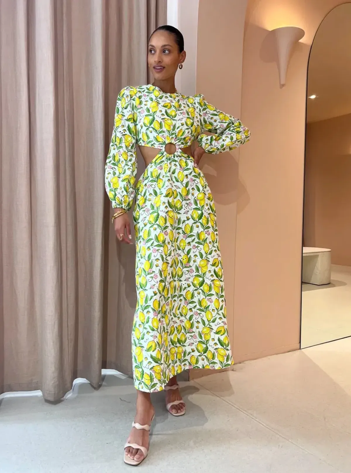 Palm Noosa Domino Dress Lemons Print Size 8  for rent on The Volte - main image