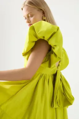 Aje Gretta Bow Back Mini Dress in Chartreuse Green Size 10 / M for rent on The Volte - image 2