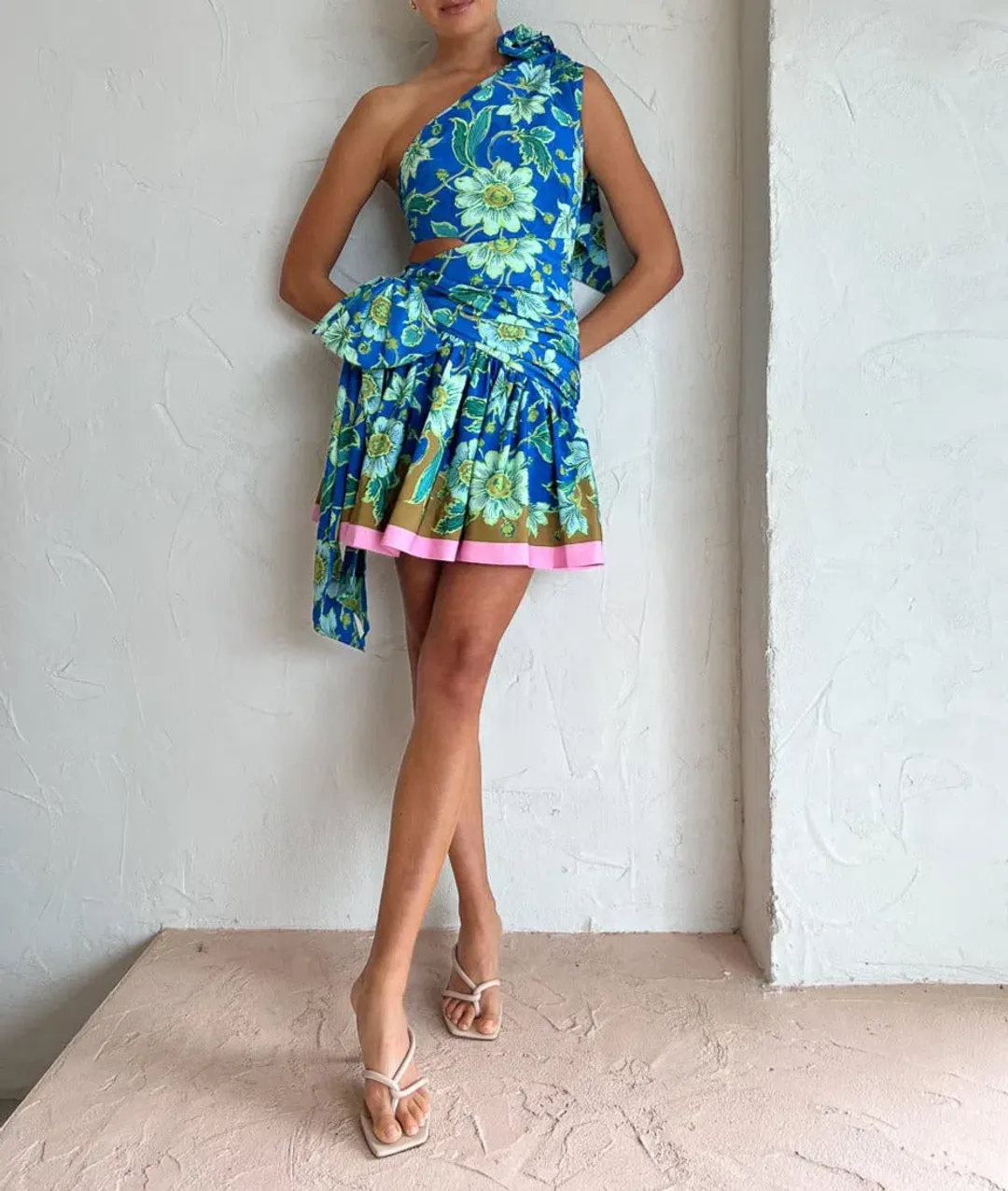 Alemais Winnie One Shoulder Mini Dress in Cobalt Size 8  for rent on The Volte - main image