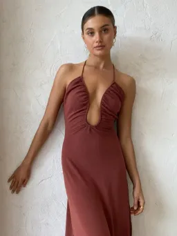 Sonya Moda Knitted Keyhole Gown In Spice Size 6  for rent on The Volte - image 1