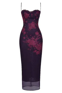 House of CB Aiza Mesh Maxi Dress Grape Floral Size 8  for rent on The Volte - image 5