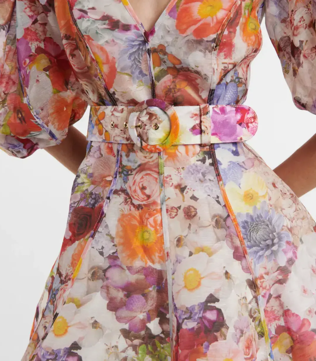 Zimmermann Prima Balloon Sleeve Mini Dress Floral Size 0 / Aus 6-8 for rent on The Volte - main image