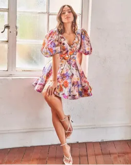 Zimmermann Prima Balloon Sleeve Mini Dress Floral Size 0 / Aus 6-8 for rent on The Volte - image 3
