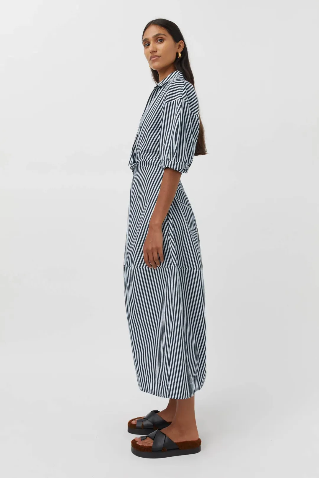 Camilla and Mark Flynn Cocoon Dress in Navy/White Stripe Size 14 for rent on The Volte - main image