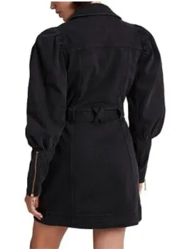 Aje Dione Denim Long Sleeve Mini Dress Black Size 12 for rent on The Volte - image 2