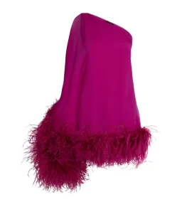 TALLER MARMO  Feather-Trimmed Asymmetric Mini Dress Pink Size 10 for rent on The Volte - image 4