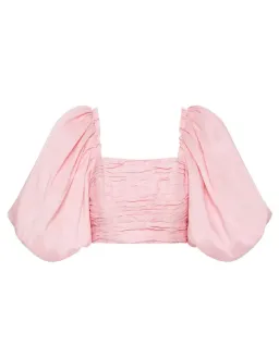 Aje Myriad Puff Sleeve Cropped Top & Tiered Mini Skirt Set Pink Size 4 for rent on The Volte - image 3