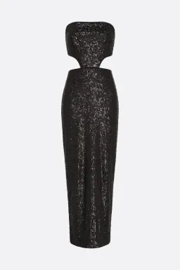 Manning Cartell Before Pop Strapless Midi Dress Black Sequin Size 10 for rent on The Volte - image 3