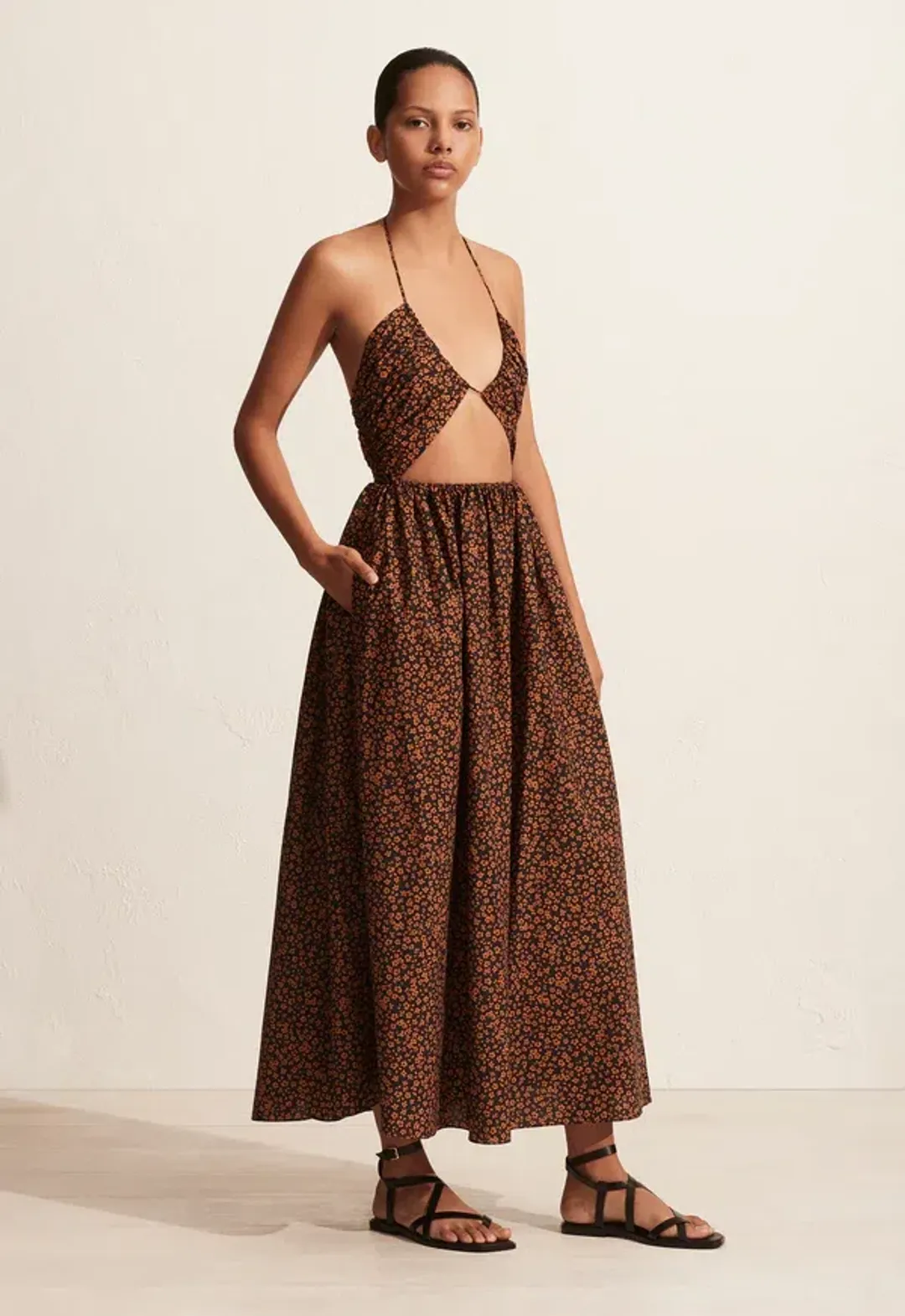Matteau Bandeau Tie Dress Brown Size 8  for rent on The Volte - main image