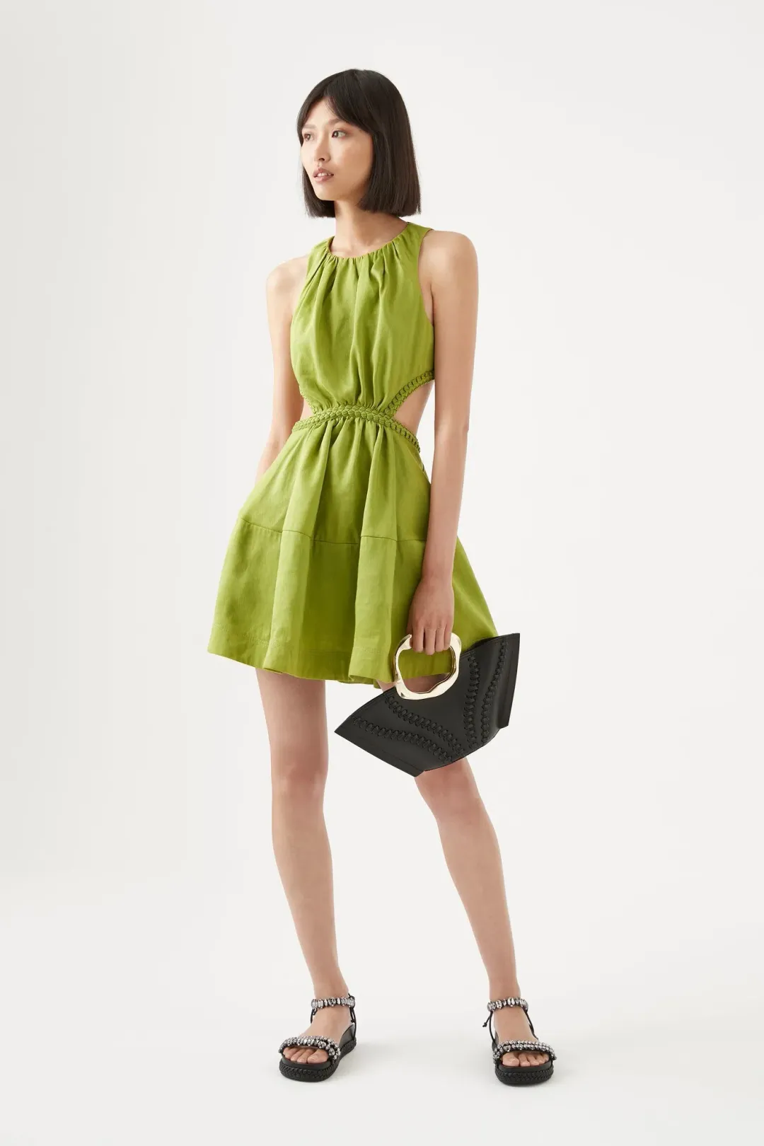 Aje Voyage Cut Out Mini Dress Verdant Green Size 8 for rent on The Volte - main image