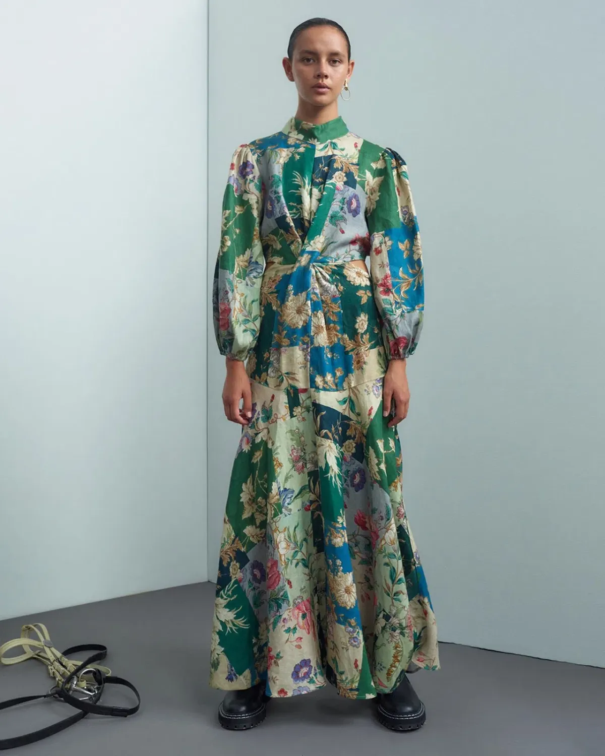 Alemais Loretta Patchwork Midi Dress Print Size AU 12 for rent on The Volte - main image