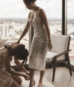 Pallas Couture Midi dress - Diorella Midi Dress Lace Size 8 for rent on The Volte - image 1