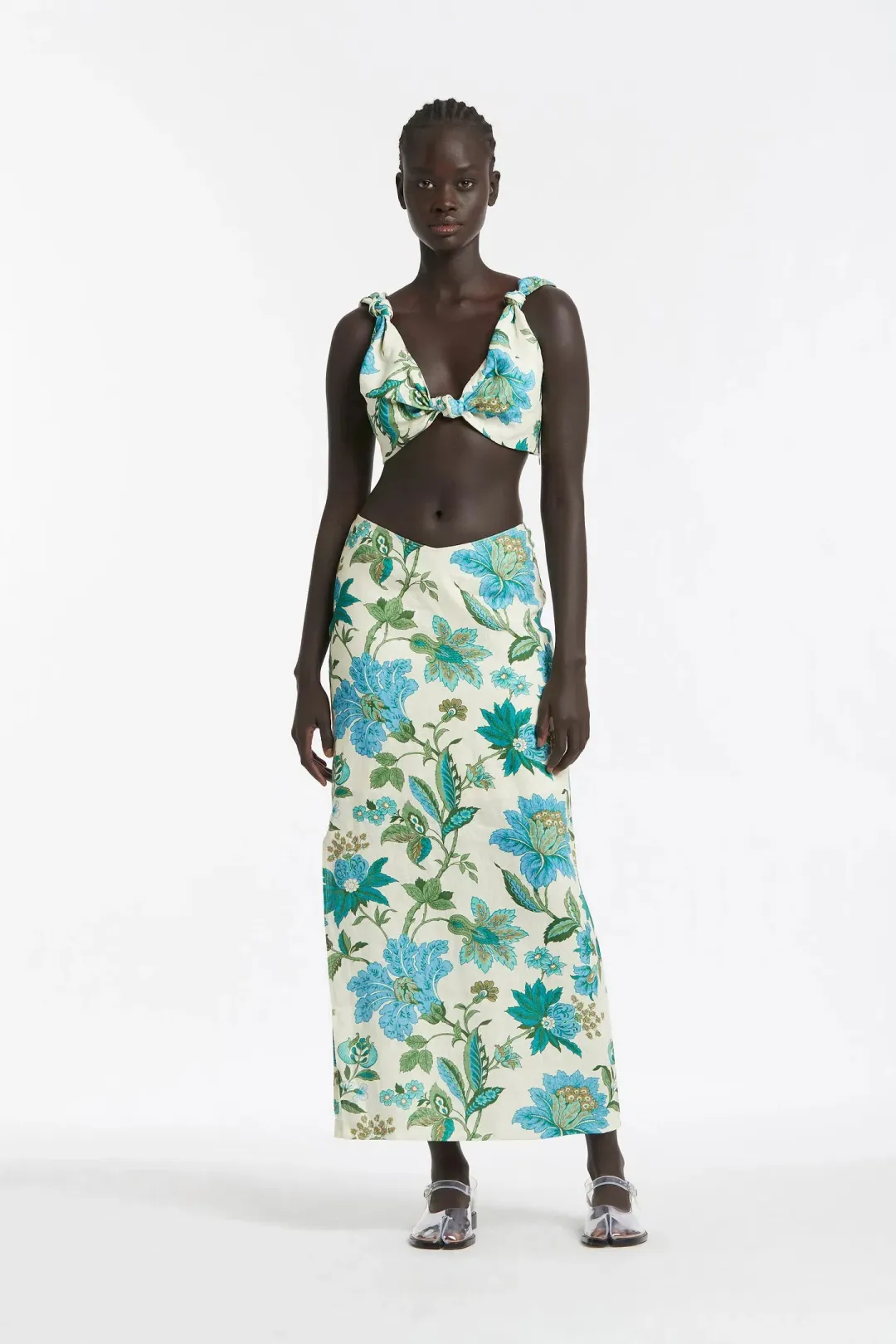 Sir the Label Alexandre Knot Bralette And Midi Skirt Set Green Size AU 10 for rent on The Volte - main image