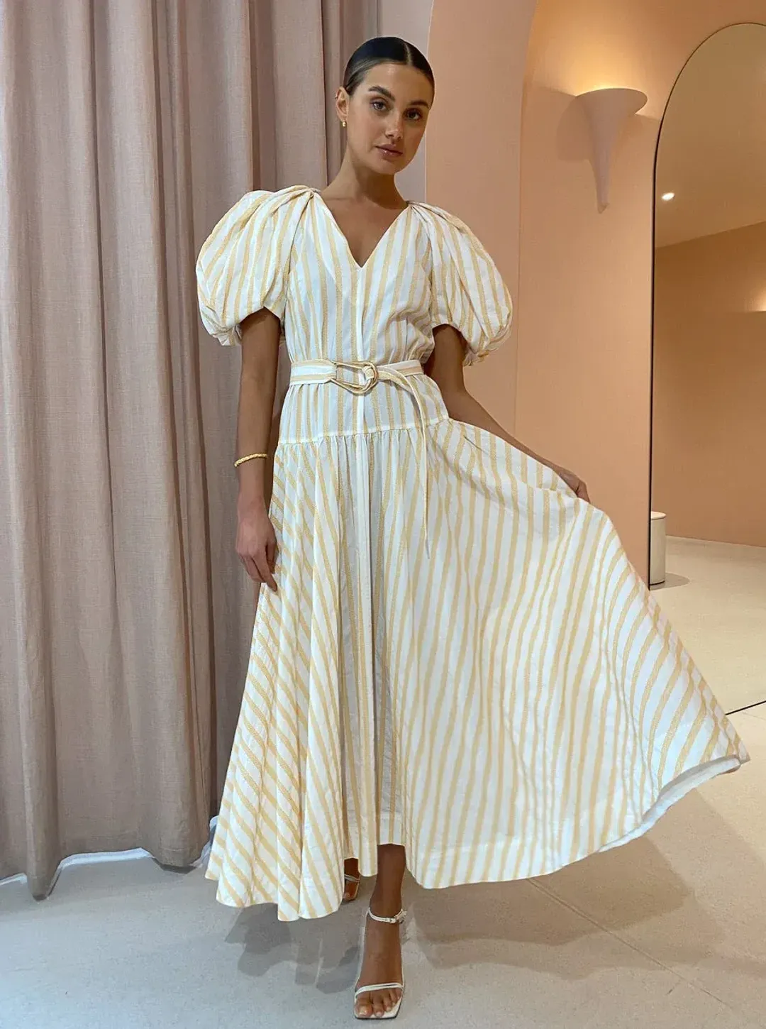 Acler Warner Dress Mango Stripe Size 8 for rent on The Volte - main image