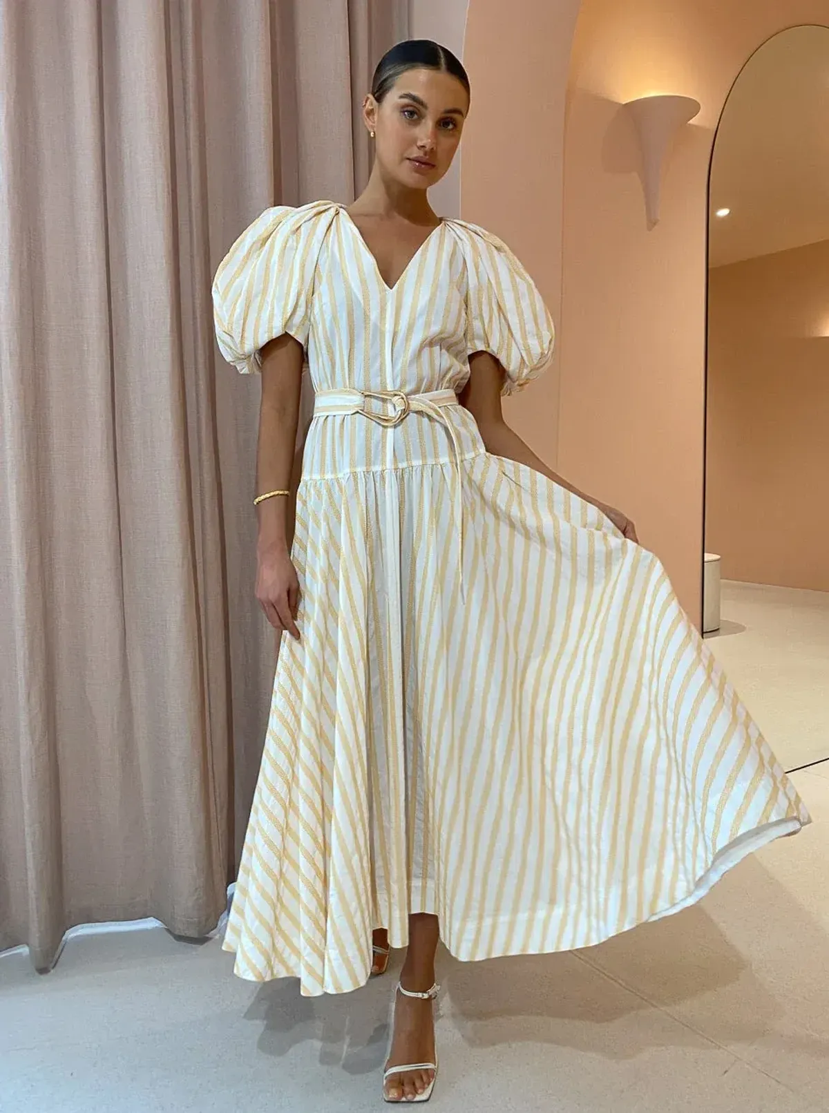 Acler Warner Dress Mango Stripe Size 8 for rent on The Volte - main image