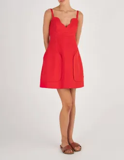 Oroton Short Scallop Dress True Red Size 12 for rent on The Volte - image 1