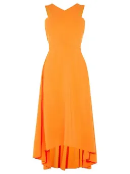 Karen Millen Flared Midi Dress Orange Size 10 for rent on The Volte - image 3