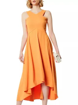 Karen Millen Flared Midi Dress Orange Size 10 for rent on The Volte - image 1