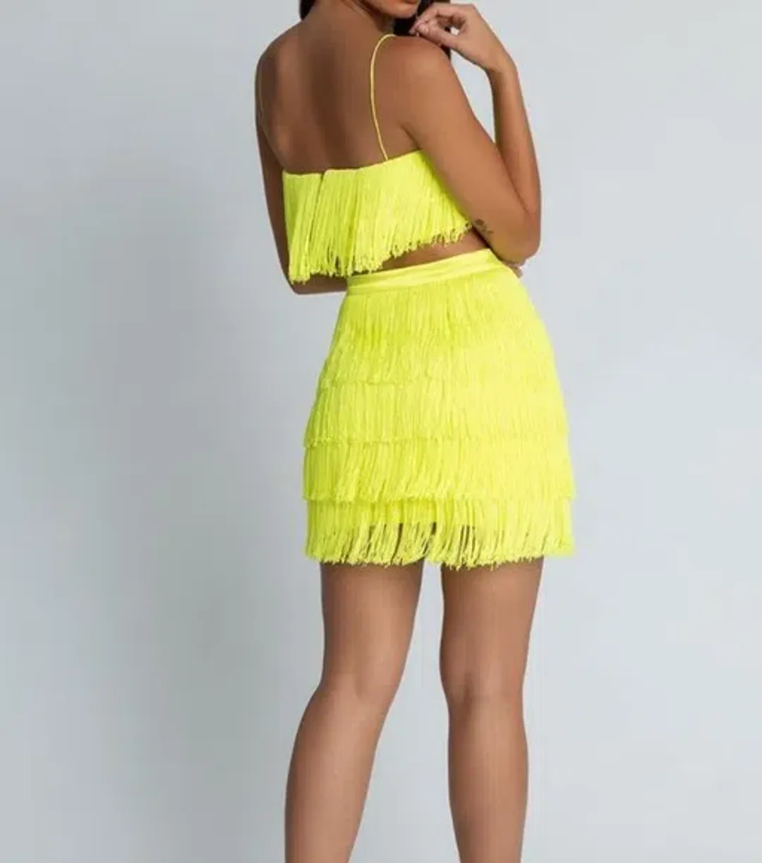 Meshki Sofia Fringe Set Yellow Size M/AU 10 for rent on The Volte - main image