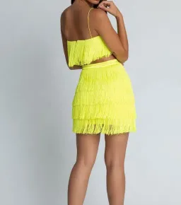 Meshki Sofia Fringe Set Yellow Size M/AU 10 for rent on The Volte - image 3