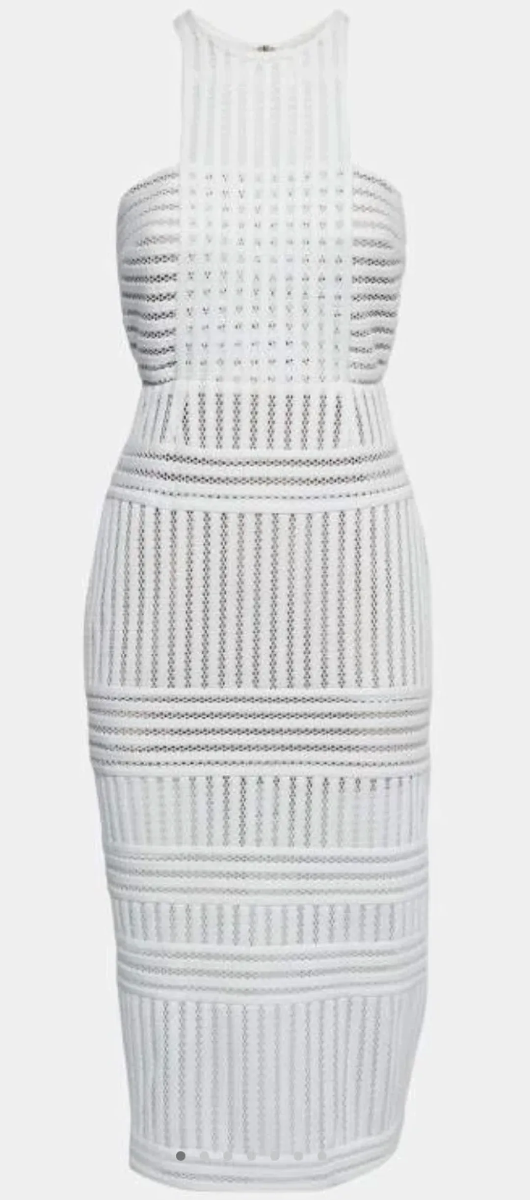 Self Portrait Striped Mesh Column Dress White Size 8 for rent on The Volte - main image