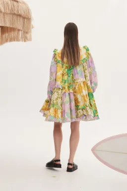 Alemais Elora Patchwork Mini Dress Multi Floral Size 14  for rent on The Volte - image 2