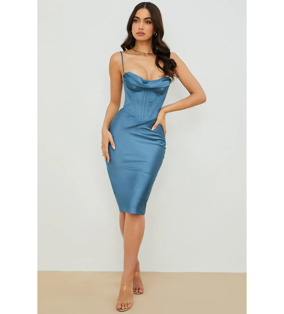 House of CB Myrna Corset Midi Dress Aegean Blue Size XS / Au 6 for rent on The Volte - main image