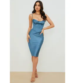 House of CB Myrna Corset Midi Dress Aegean Blue Size XS / Au 6 for rent on The Volte - image 1