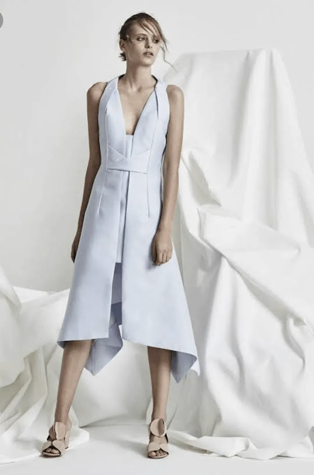 Acler Leighton Midi Dress Wedgewood Ice Blue Size 8 for rent on The Volte - main image