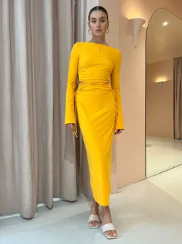 Camilla And Marc Alexandre Midi Dress Marigold Size 10  for rent on The Volte - image 1