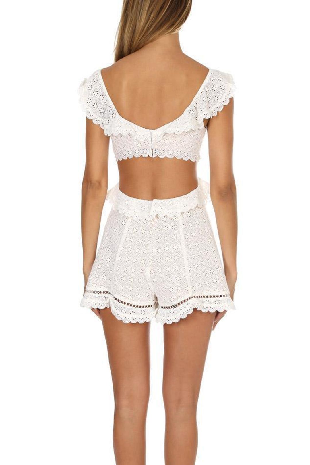 Zimmermann Jasper Honeycomb Playsuit Ivory Size 8 for rent on The Volte - main image