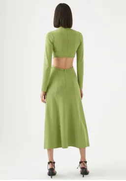 Aje Amelie Braided Cut Out Knit Dress Green Size S/AU 8 for rent on The Volte - image 2