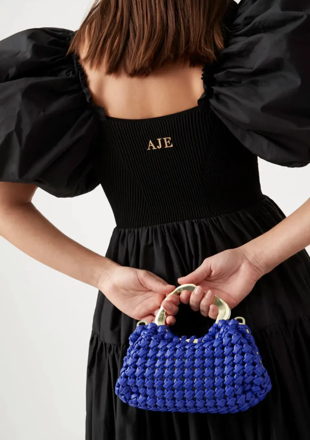 Aje Casa Puff Sleve Midi Dress Black Size 12 for rent on The Volte - main image