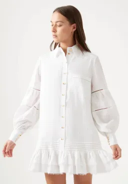 Aje Lotus Shirt Mini Dress White Size 12 for rent on The Volte - image 2
