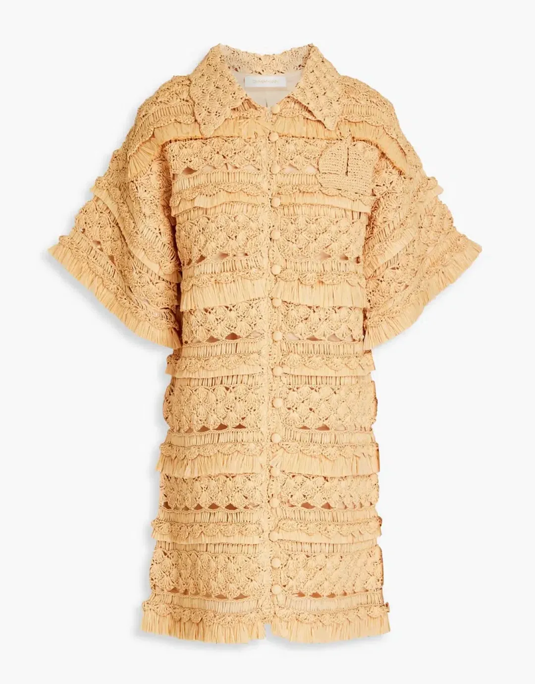 Zimmermann Postcard Straw Crochet Mini Dress Beige Size 0/AU 8 for rent on The Volte - main image