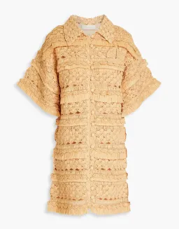 Zimmermann Postcard Straw Crochet Mini Dress Beige Size 0/AU 8 for rent on The Volte - image 4