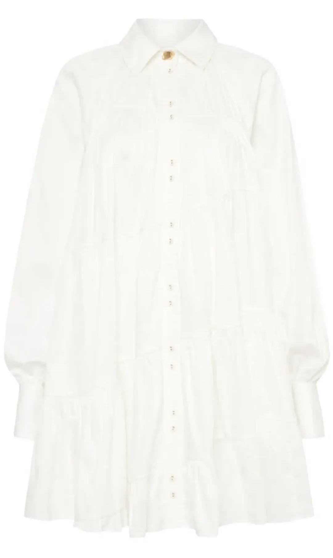Aje Cascade Gathered Smock Mini Dress White Size AU 6 for rent on The Volte - main image