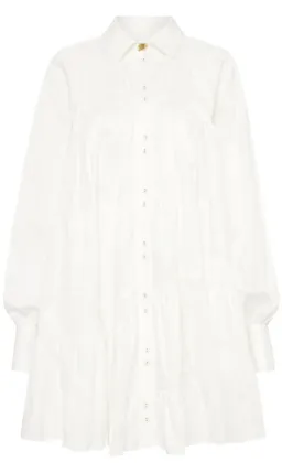 Aje Cascade Gathered Smock Mini Dress White Size AU 6 for rent on The Volte - image 3