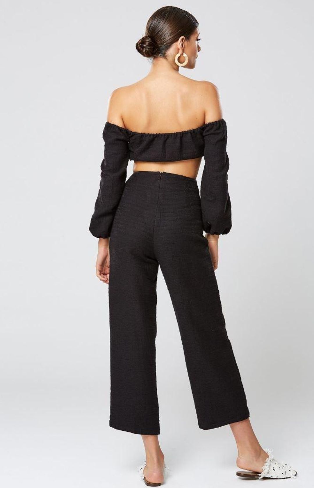 FORTUNE OFF THE SHOULDER TOP BLACK AND FORTUNE PANT BLACK for rent on The Volte - main image