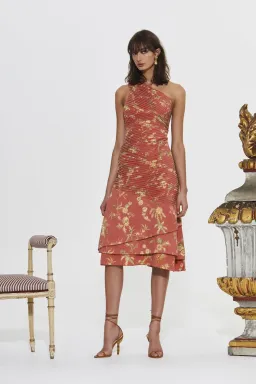 Sir The Label Florentine One Shoulder Pleated Midi Dress Print Size 3 / AU 12 for rent on The Volte - image 1