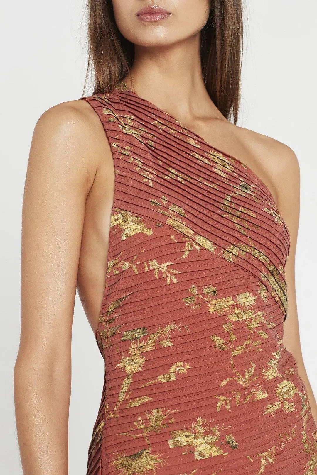 Sir The Label Florentine One Shoulder Pleated Midi Dress Print Size 3 / AU 12 for rent on The Volte - main image