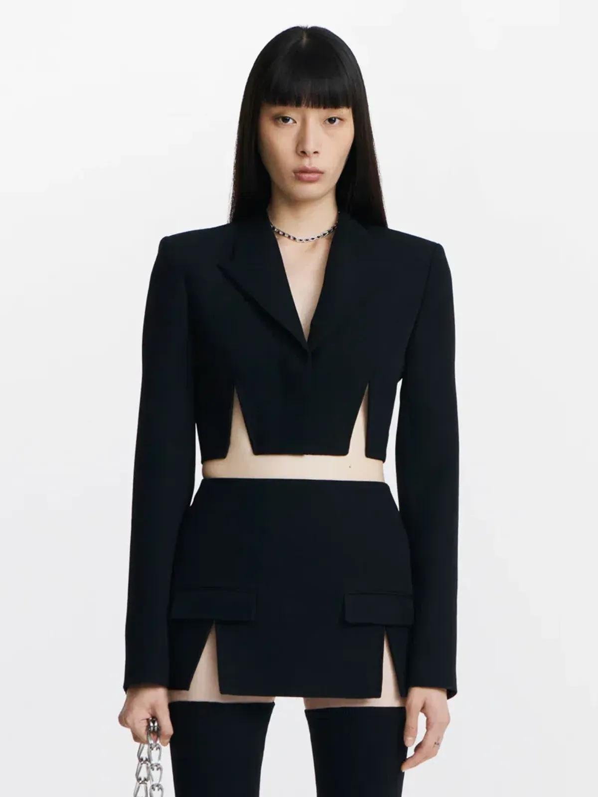 Dion Lee  Split Hem Mini Skirt  Black Size 6 for rent on The Volte - main image